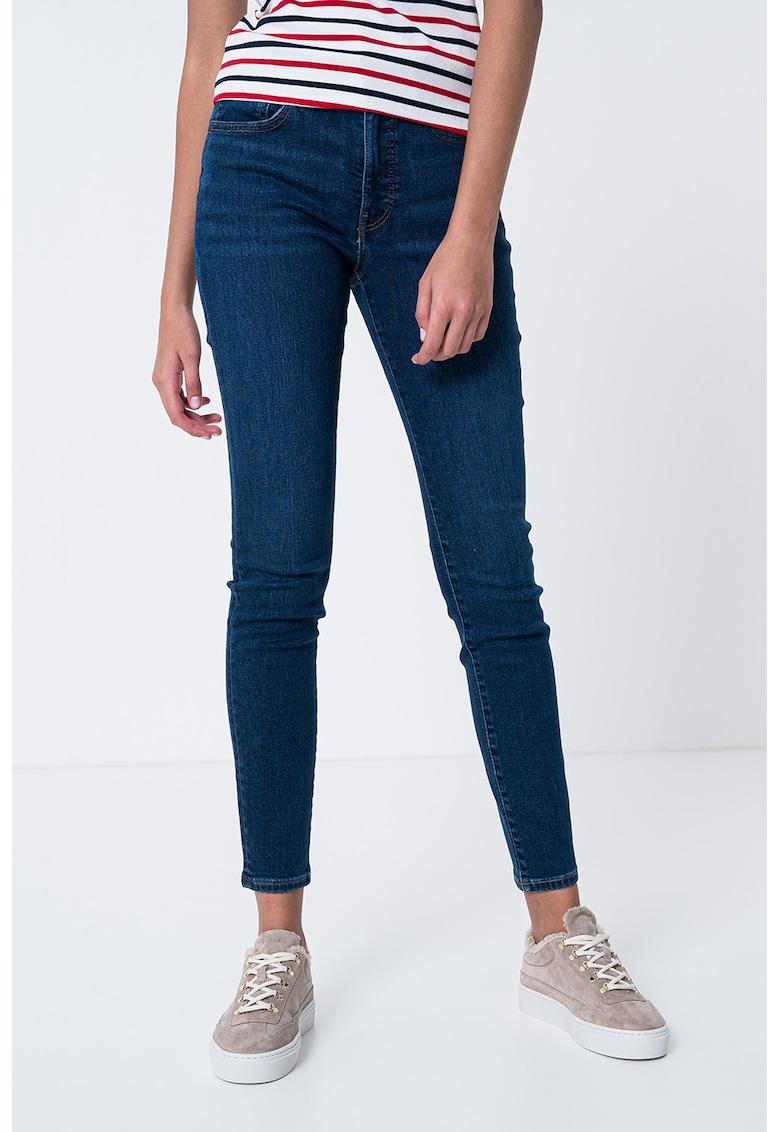 Blugi skinny cu talie inalta - Albastru inchis