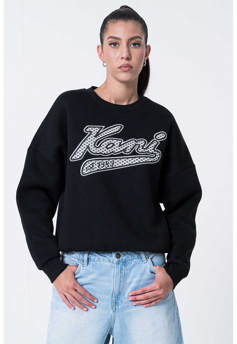 Bluza de trening cu logo - din amestec de bumbac - Negru