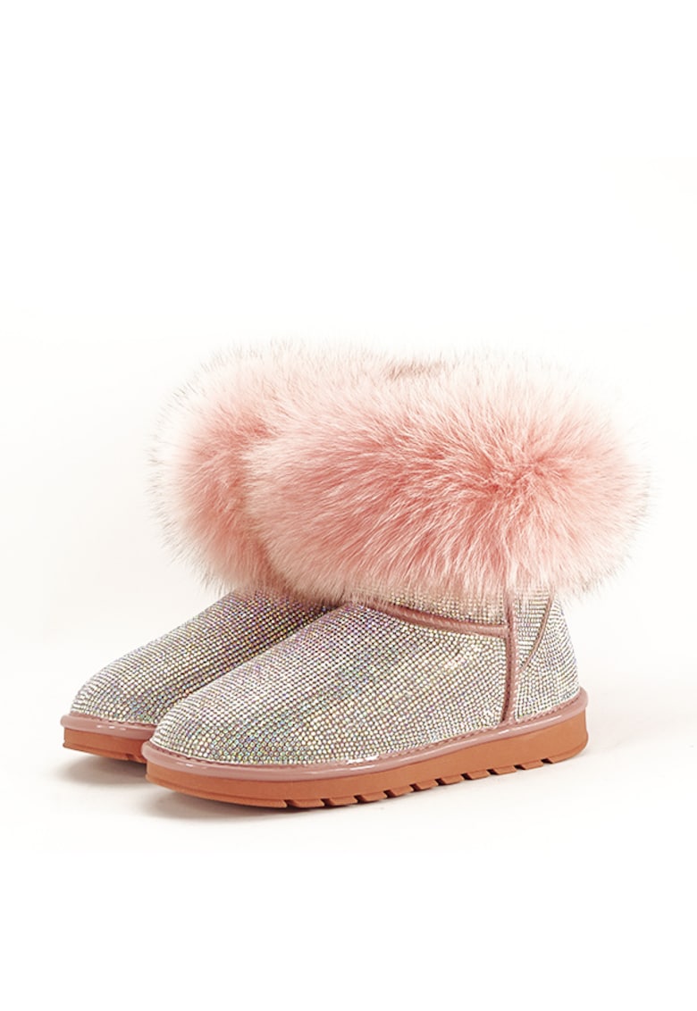 Ghete roz din piele naturala cu pietricele Barbie 112 9179 - Roz