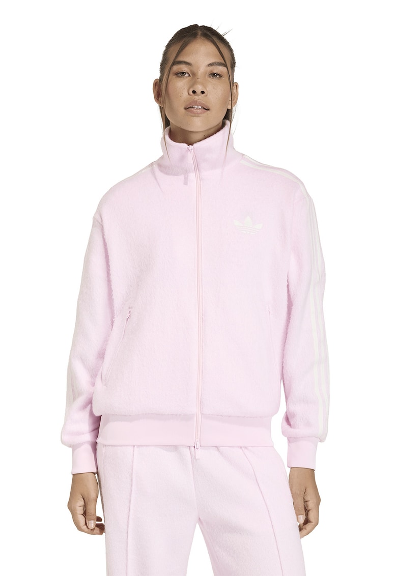 Bluza de trening cu buzunare laterale si fermoar - Roz