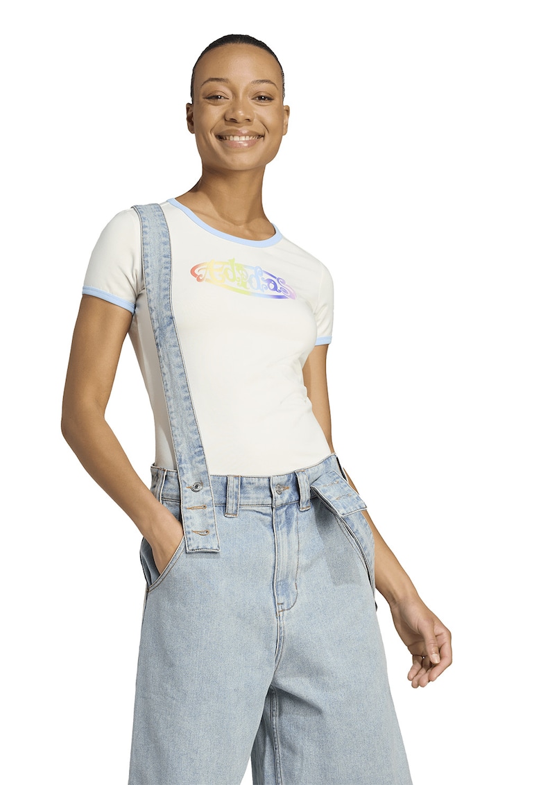 Tricou slim-fit din amestec de bumbac cu imprimeu logo - Rosu/Alb/Albastru