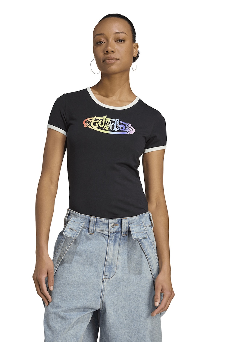 Tricou slim-fit din amestec de bumbac cu imprimeu logo - Rosu/Negru/Galben