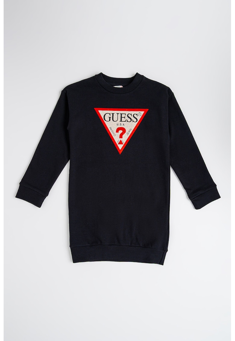Rochie cu imprimeu logo si maneci lungi - Rosu/Alb/Negru