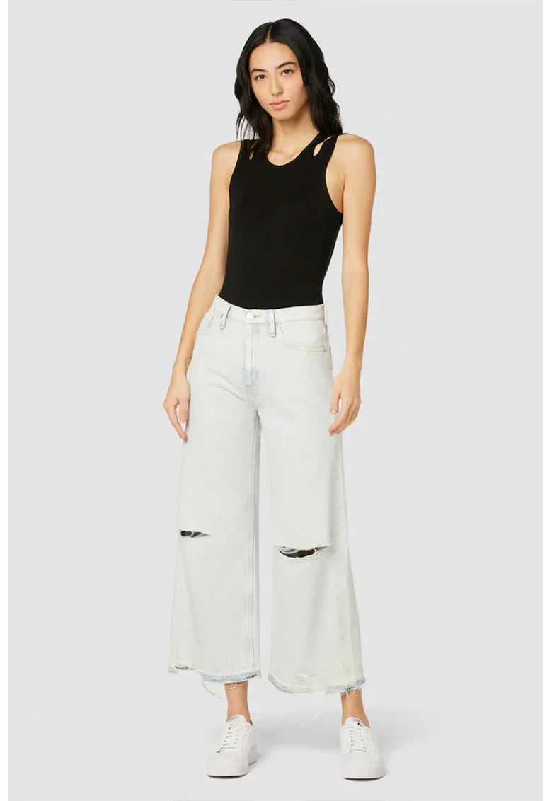 Blugi supradimensionați - cu detalii cu aspect deteriorat - cu talie înaltă - Albastru