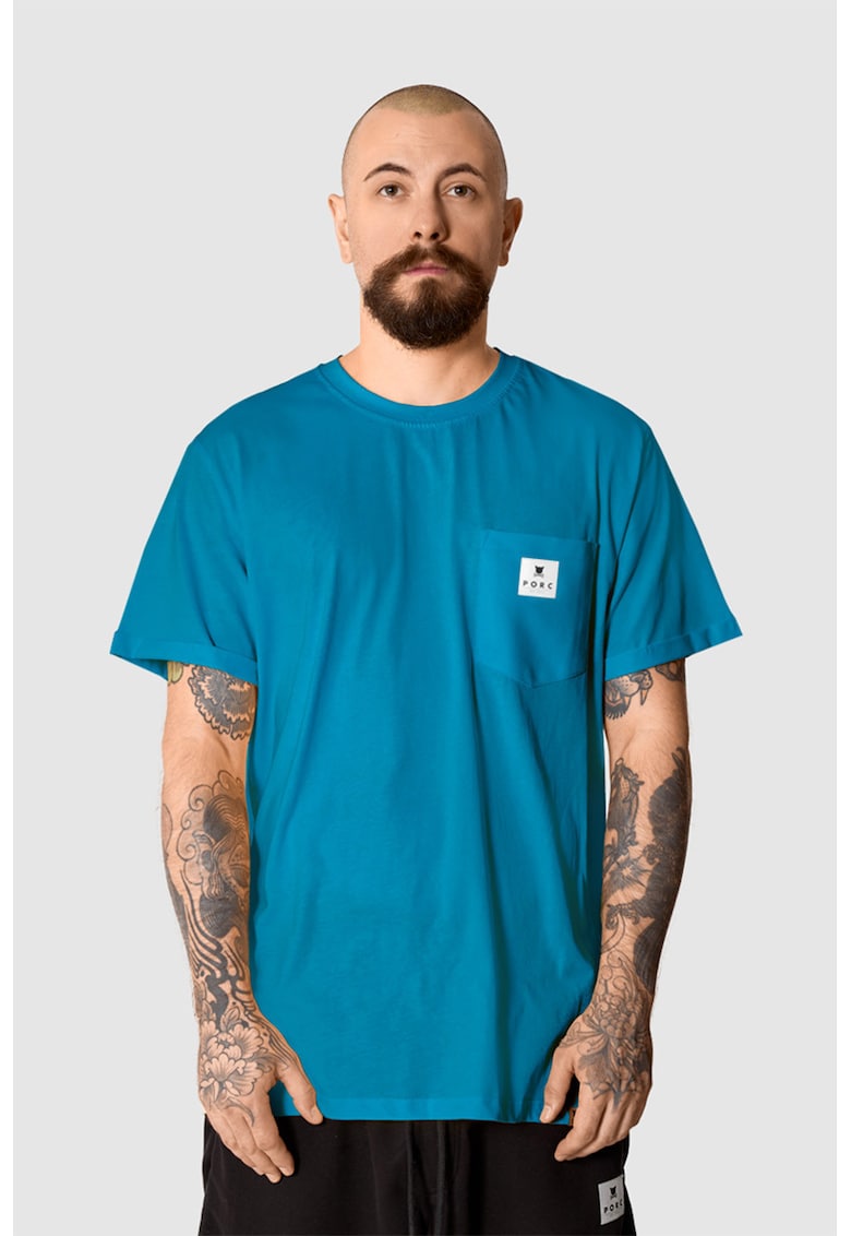 Tricou unisex cu aplicatie logo reflectorizanta - Albastru inchis
