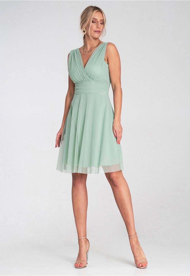 Rochie de cocktail  eleganta - din plasa - menta -