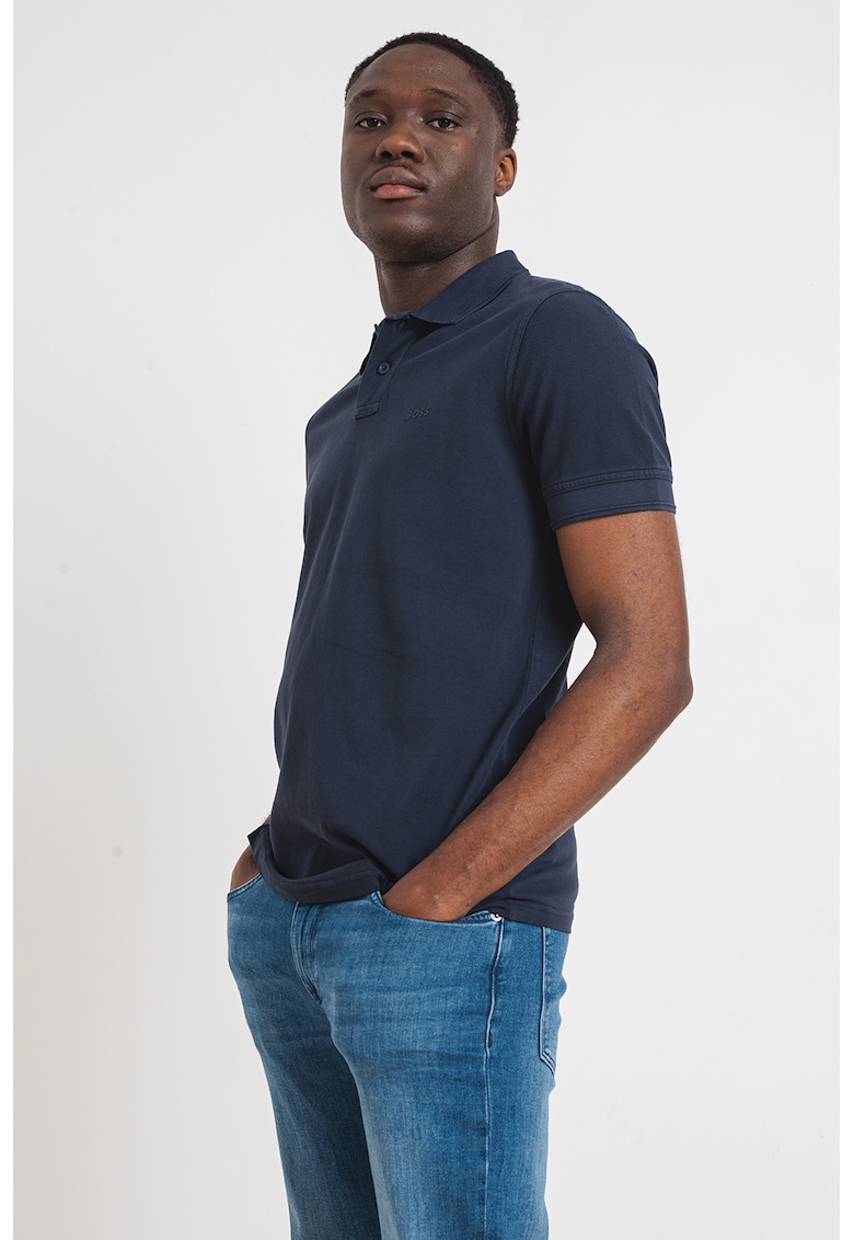 Tricou polo de bumbac pique Prime - Bleumarin