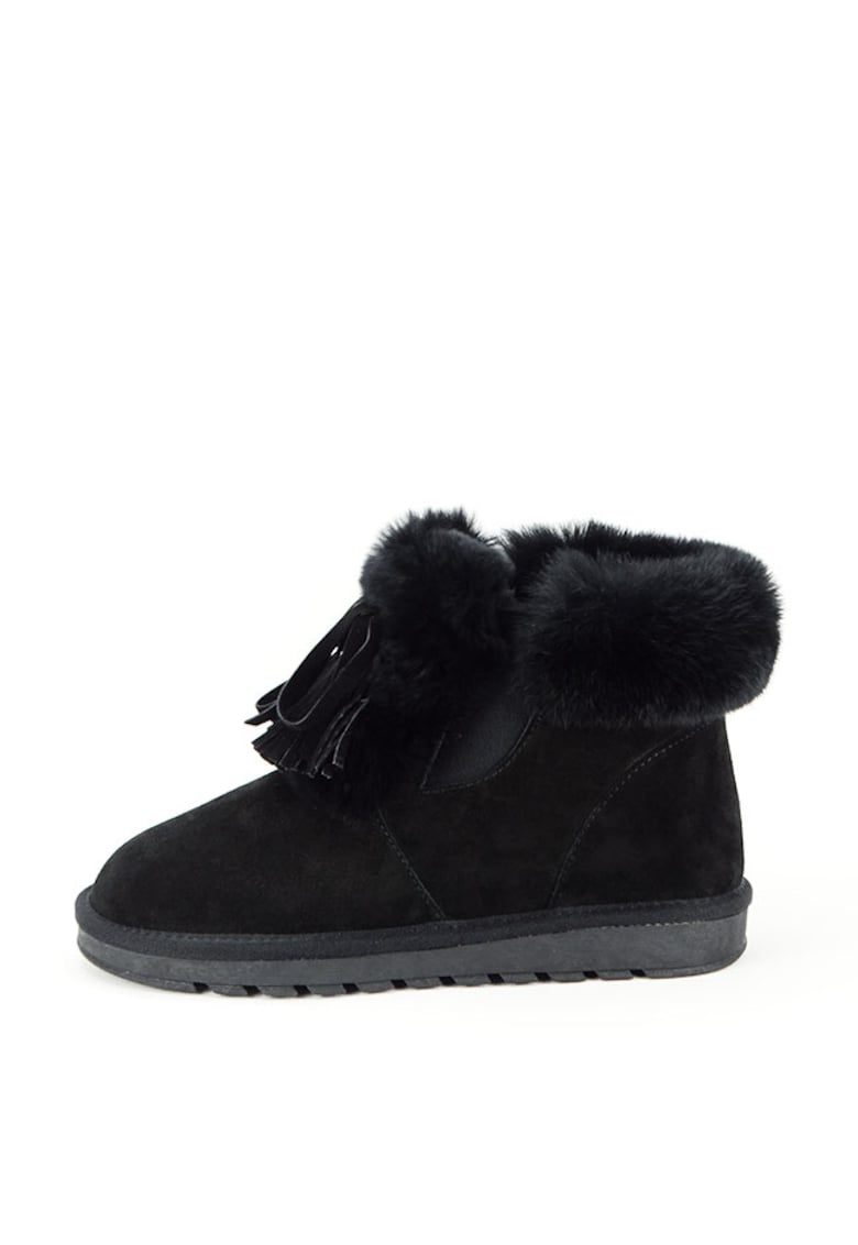Ghete din piele naturala negre cu blanita 603 114 14115 - Negru