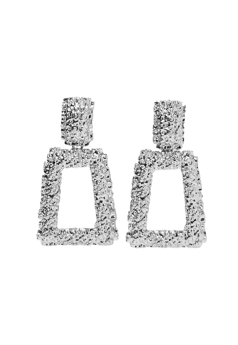 Cercei argintii - cu clips - textura incretita - Dollan C1 -