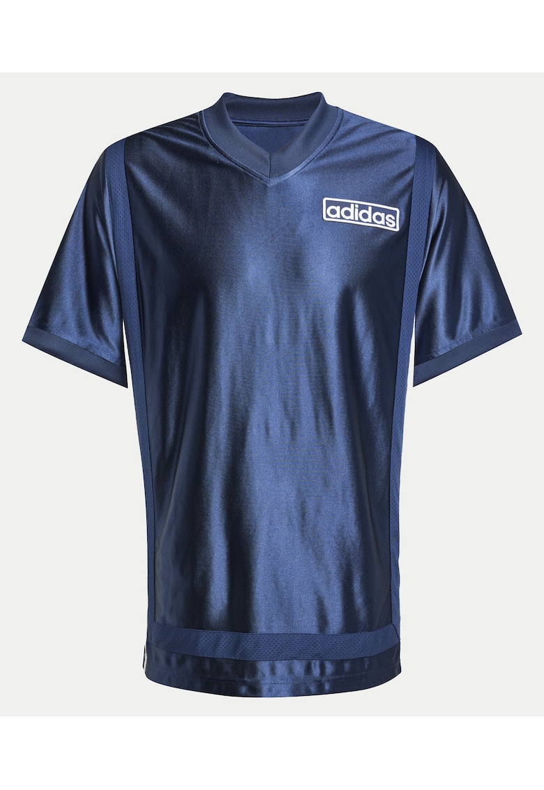Tricou slim fit cu decolteu in V cu logo