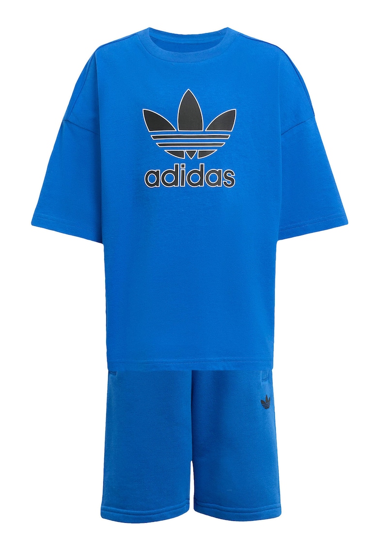 Set tricou si pantaloni scurti cu snur in talie si logo pe piept