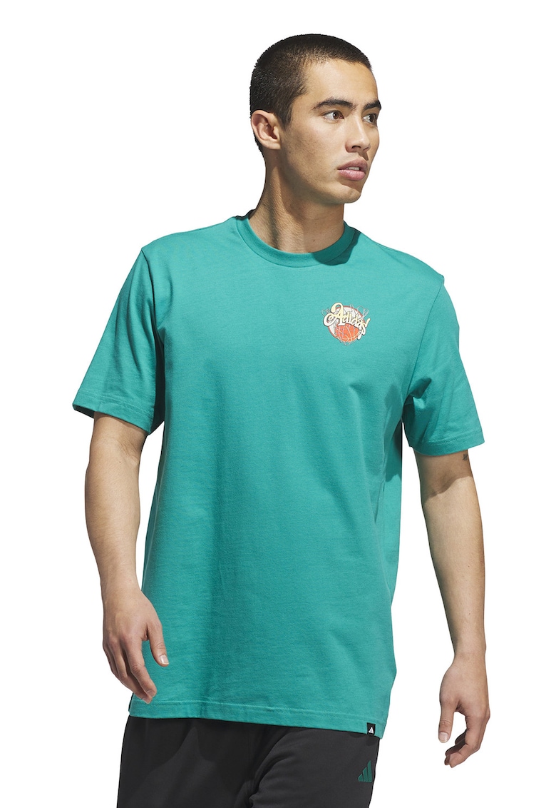 Tricou regular fit din bumbac pentru baschet - Rosu/Bej/Verde persan