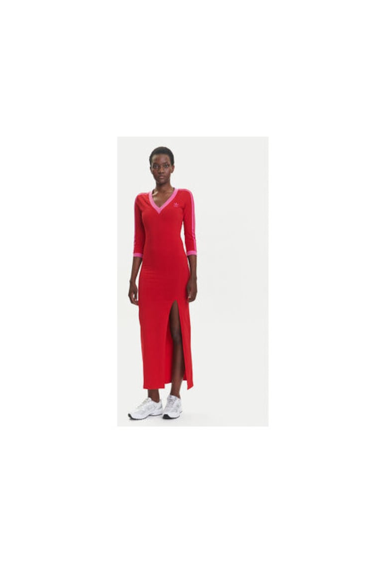 Rochie lunga casual din bumbac cu maneci lungi