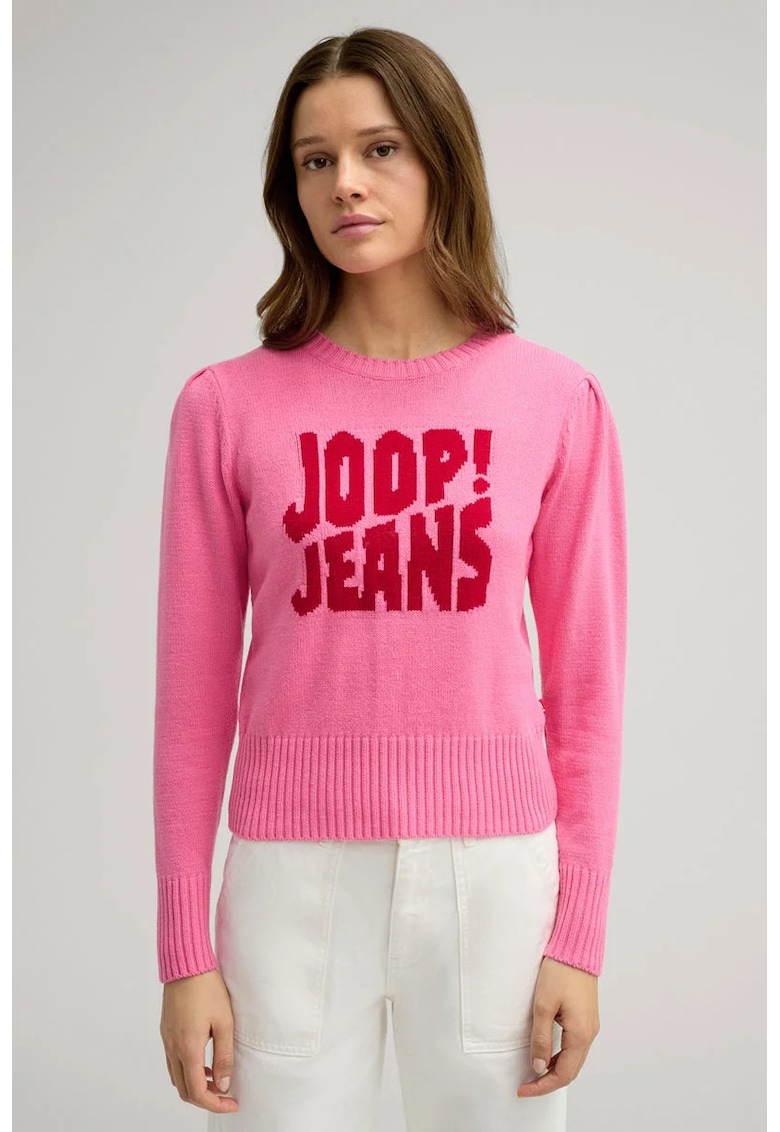 JOOP JEANS - Pulover cu guler rotund si imprimeu frontal - Roz