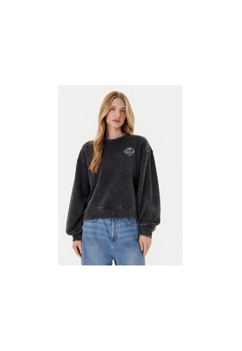 Bluza de trening din bumbac cu aspect decolorat si logo frontal