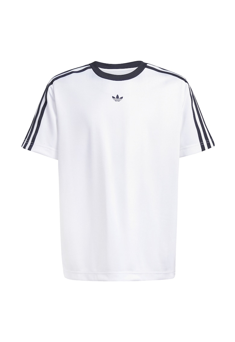 Tricou cu logo pe piept si dungi contrastante pe maneci