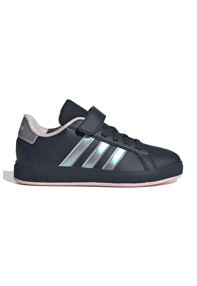Pantofi sport din piele ecologica cu velcro Grand Court - Roz/Argintiu/Bleumarin