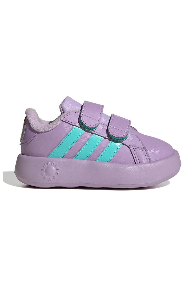 Pantofi sport din piele ecologica cu velcro Grand Court - Violet/Verde aquamarin