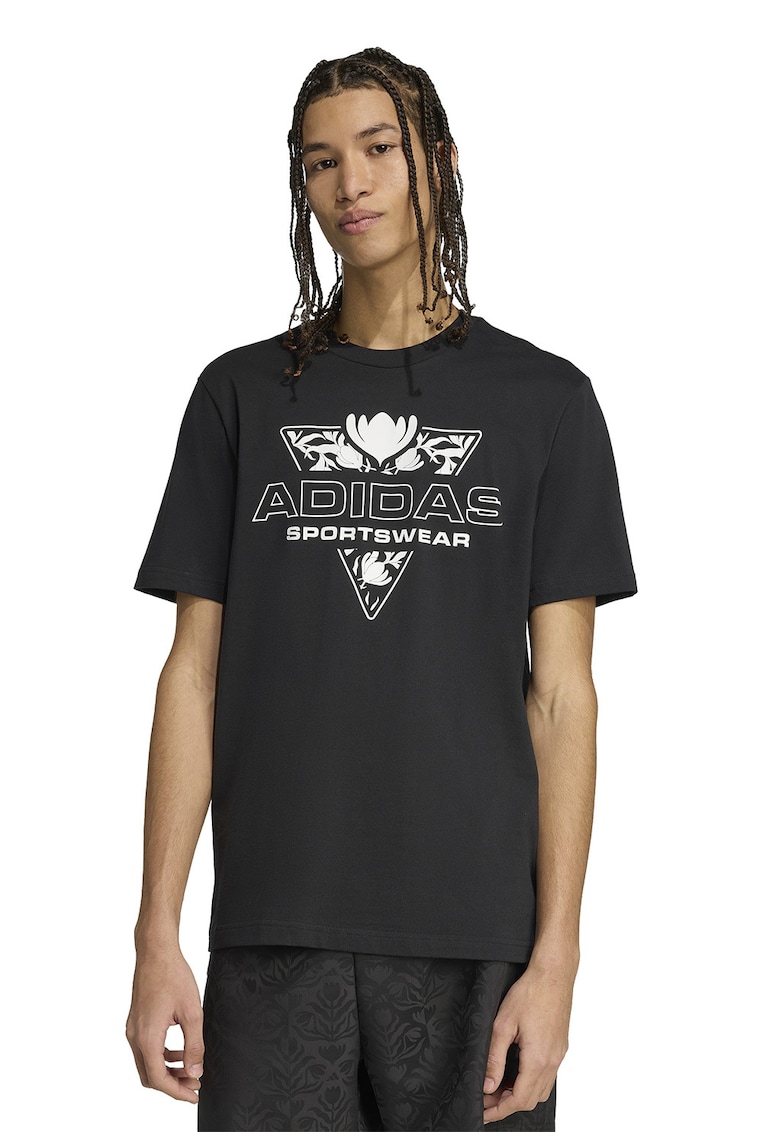 Tricou cu imprimeu logo - Alb/Negru stins