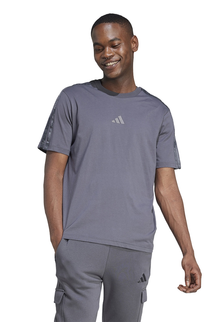Tricou de bumbac cu logo - Gri cenusiu