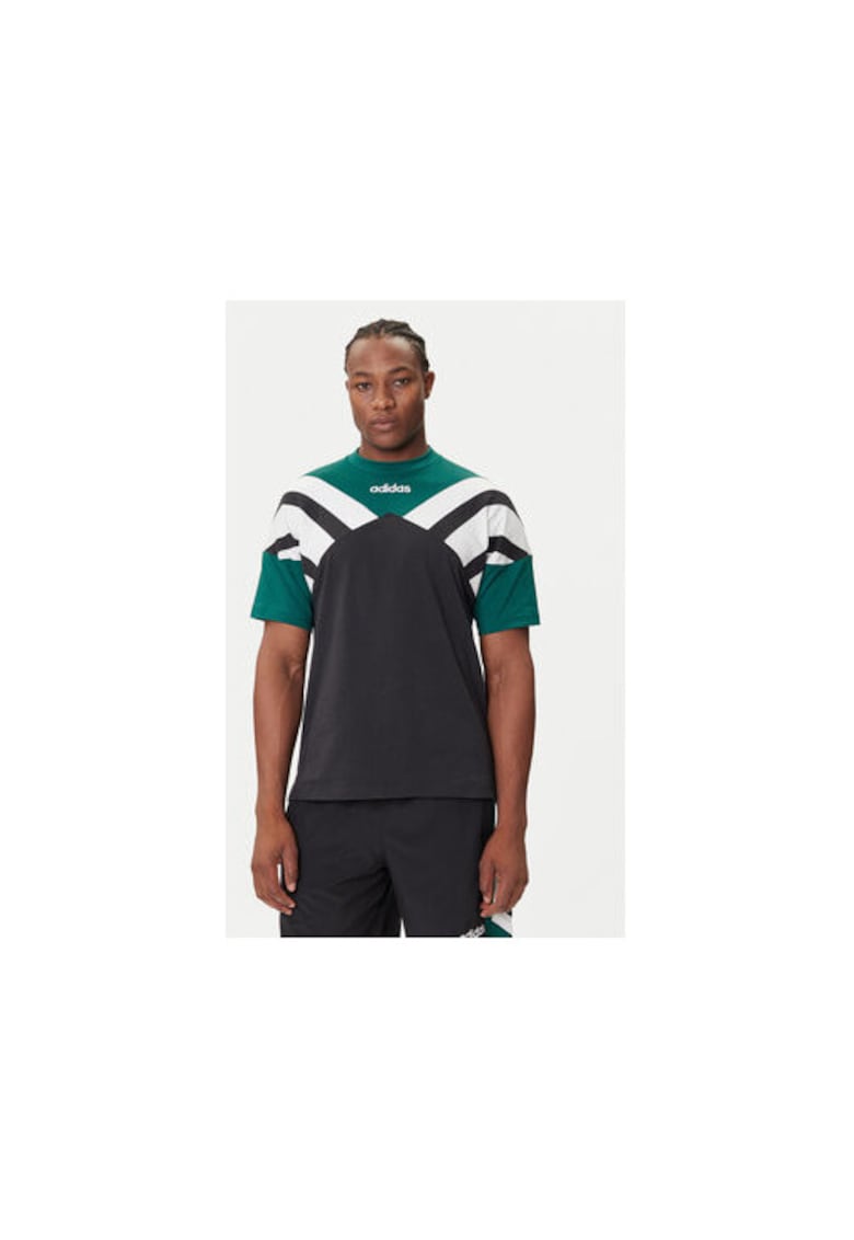 Tricou din bumbac cu model colorblock