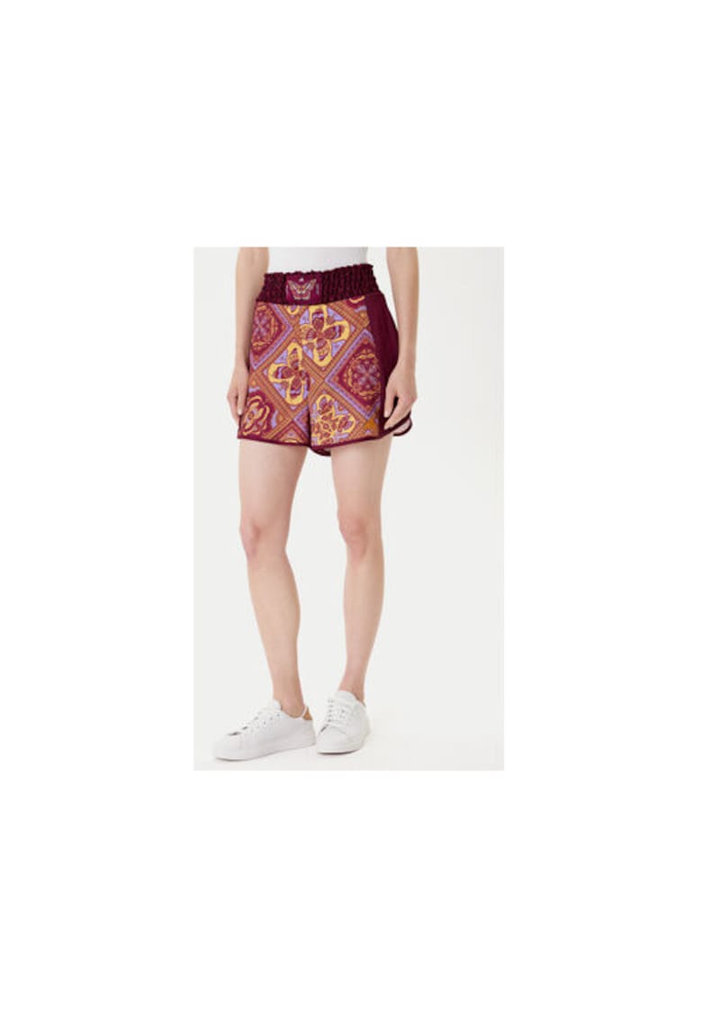 Pantaloni scurti cu talie inalta&detaliu logo