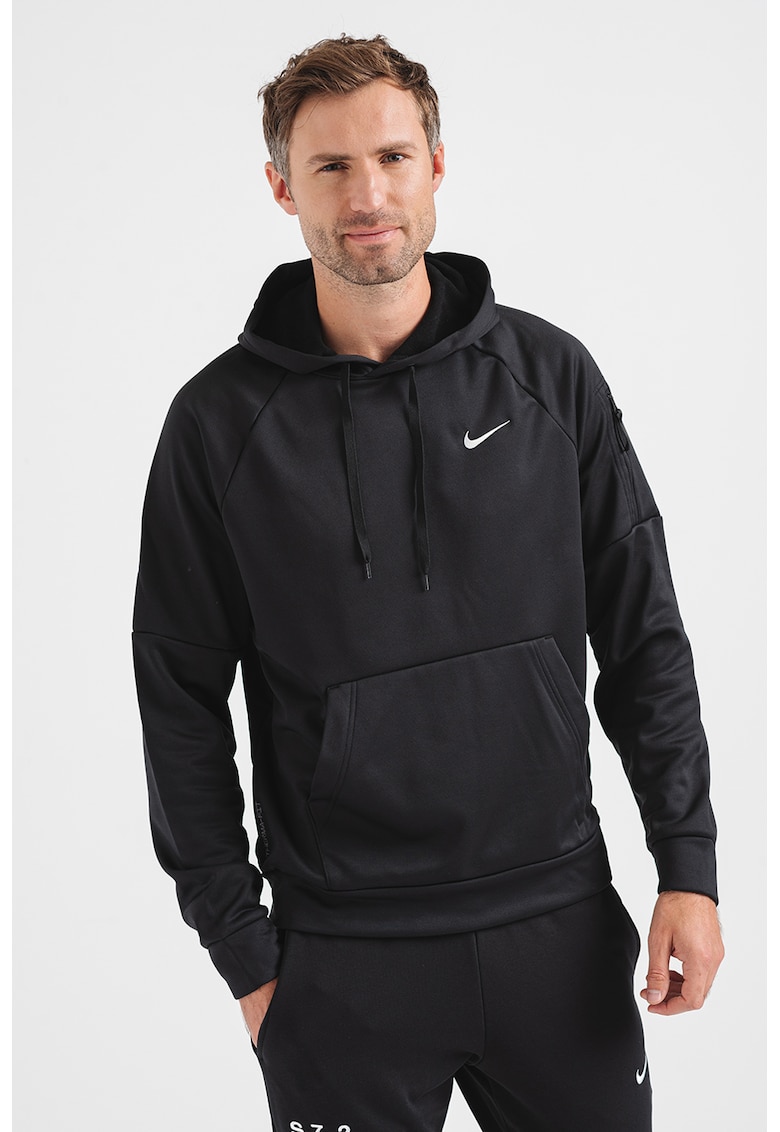 Hanorac cu maneci raglan - pentru fitness Therma - Negru