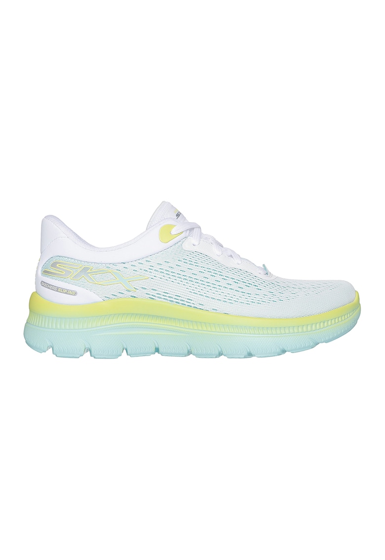 Pantofi sport slip-ins din plasa Summits Plus Light Speed - Alb/Verde lime