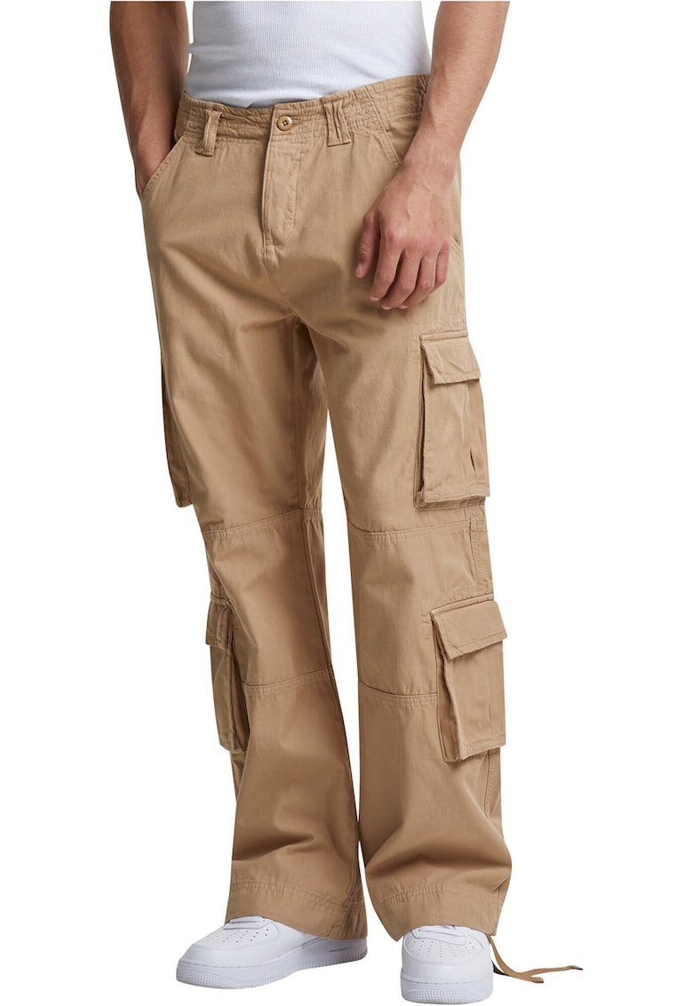 Pantaloni cargo drepti de bumbac - Maro deschis