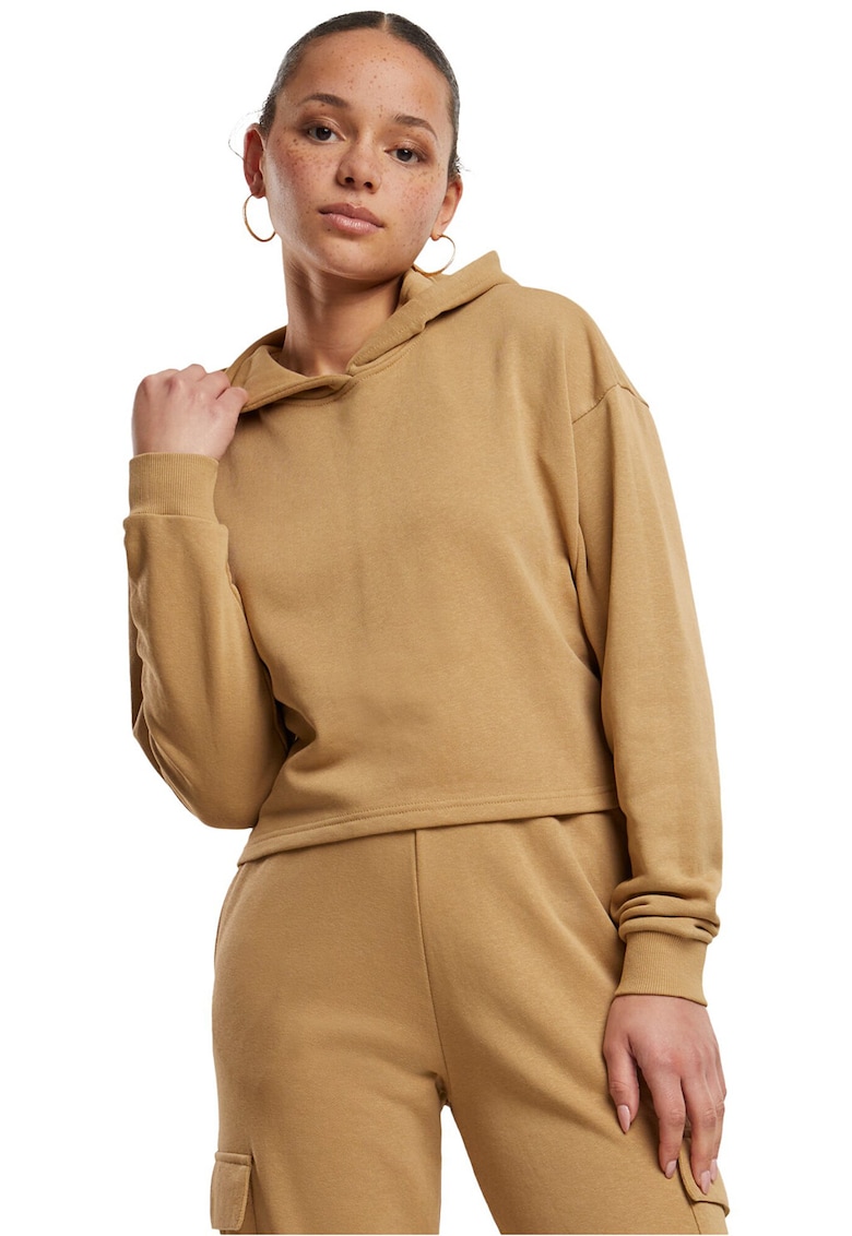 Hanorac crop cu maneci cazute - Caramel
