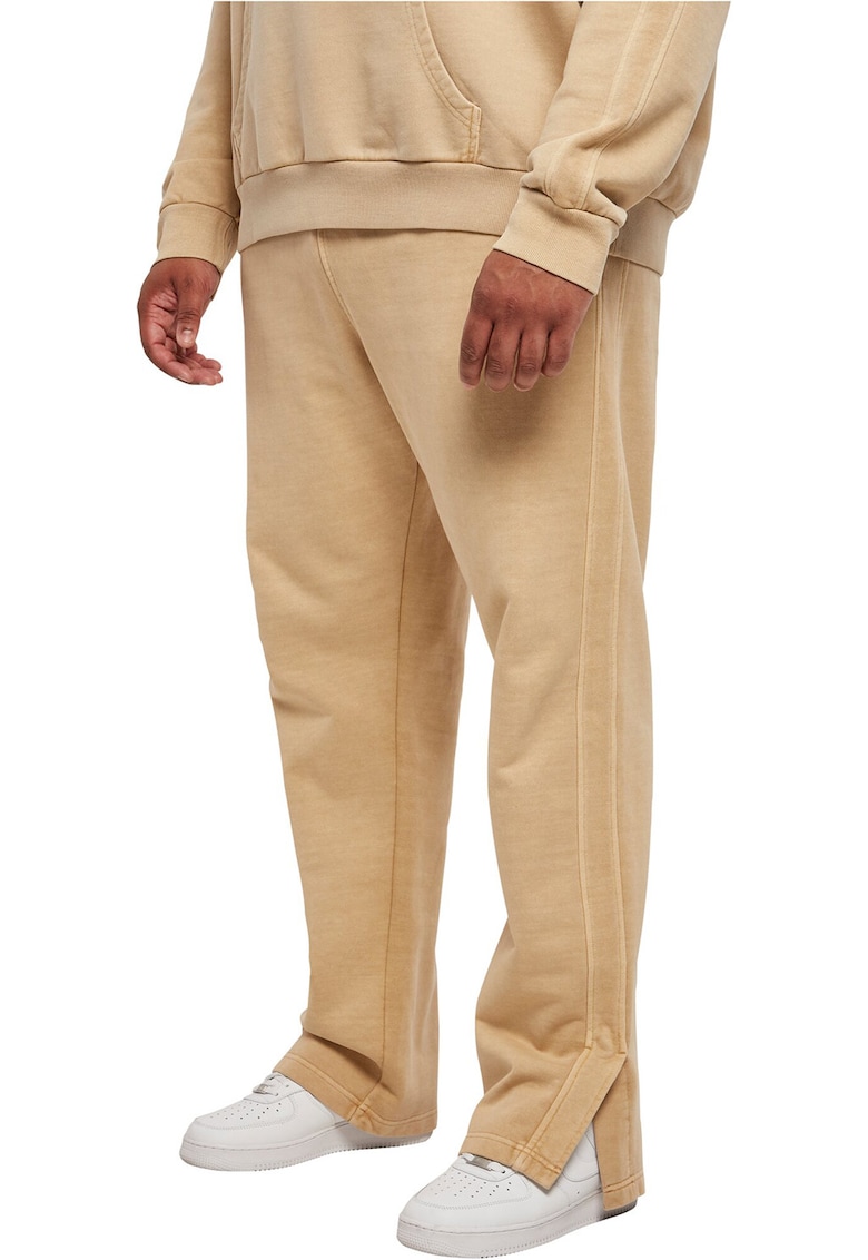Pantaloni de trening din bumbac cu slituri la terminatie - Bej inchis