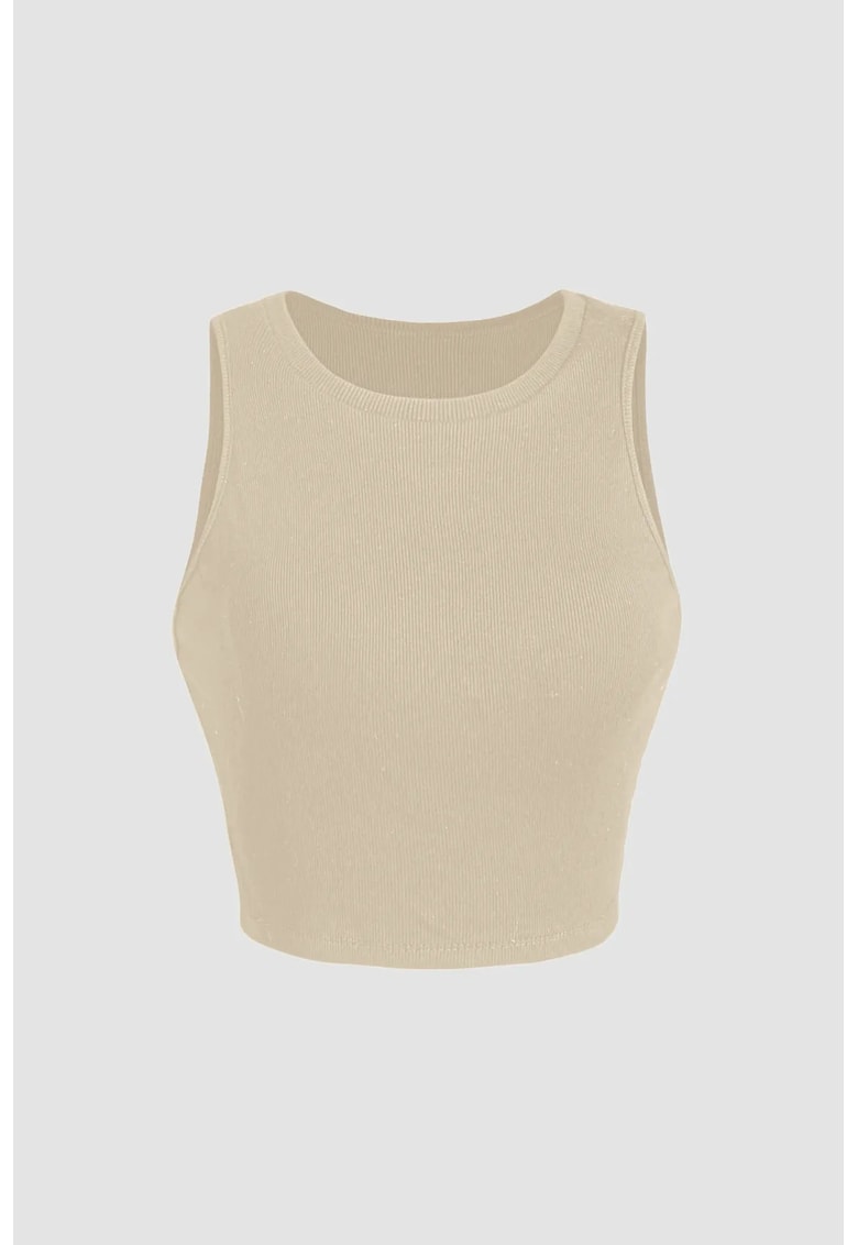 Top scurt -  poliester - bej - pentru confort si stil