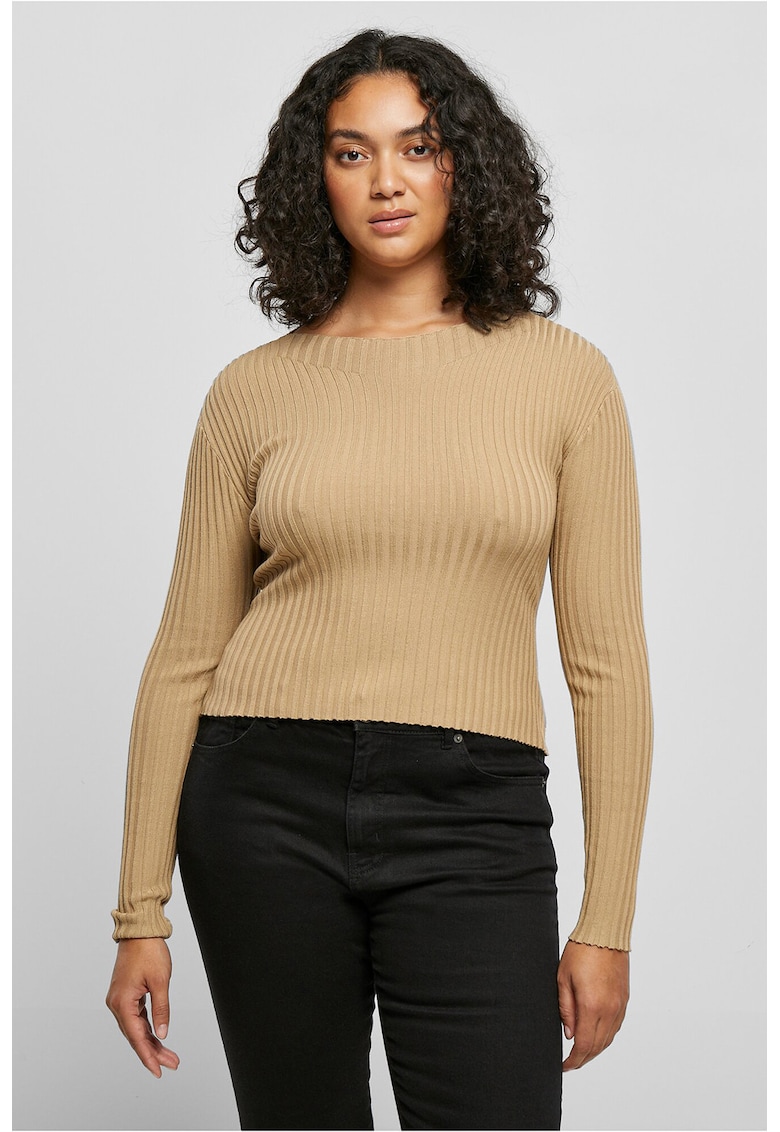 Pulover cu detaliu rasucit pe spate - Maro camel
