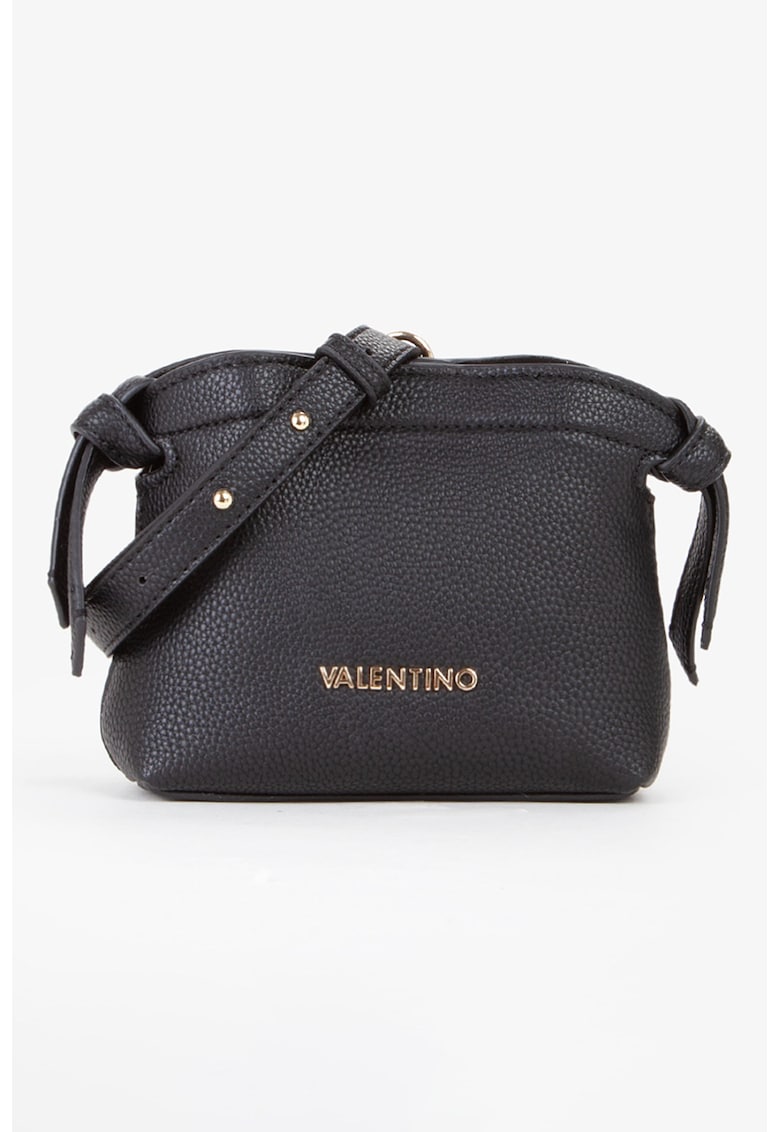 Geanta crossbody de piele ecologica cu logo metalic - Negru