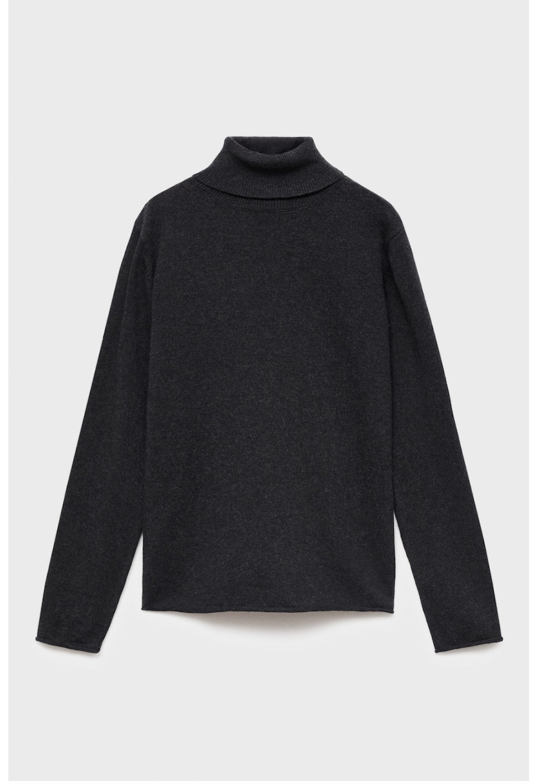 Pulover tricotat fin cu guler inalt - Negru stins