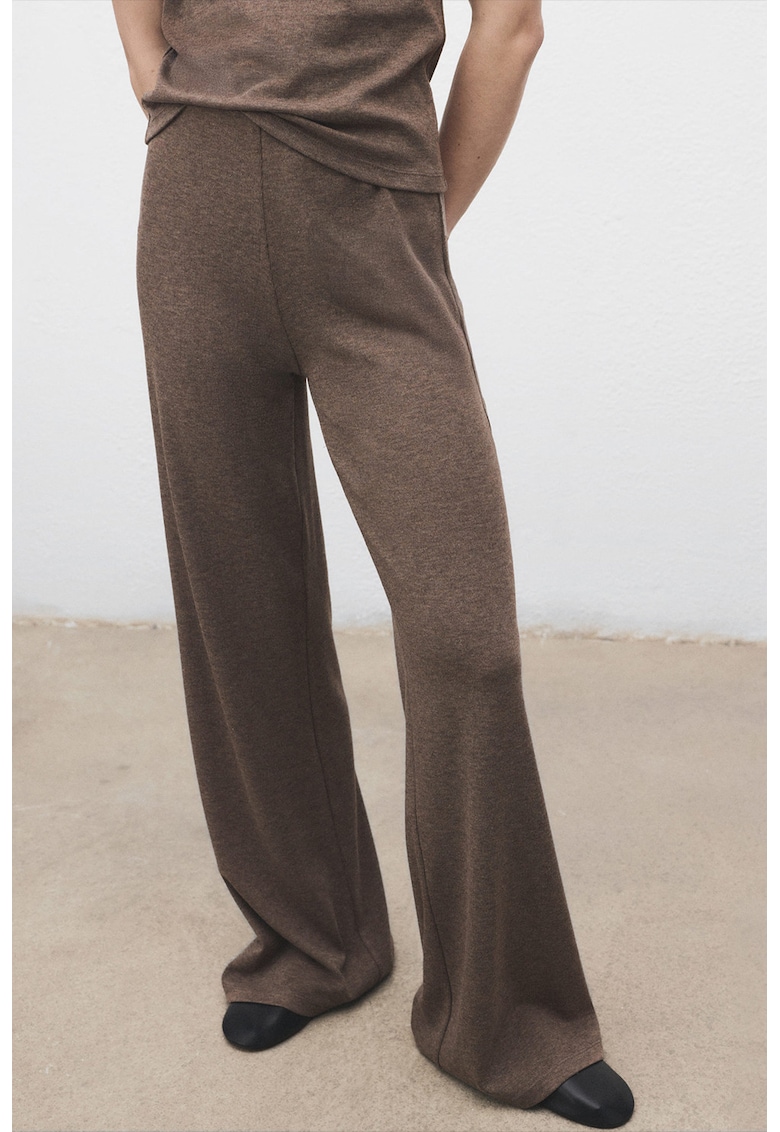 Pantaloni cu croiala ampla si talie inalta - Maro taupe