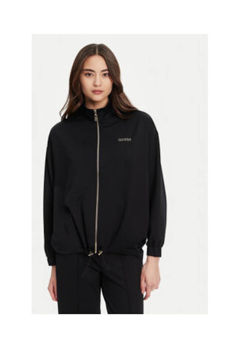 Hanorac elegant cu guler polo - Negru