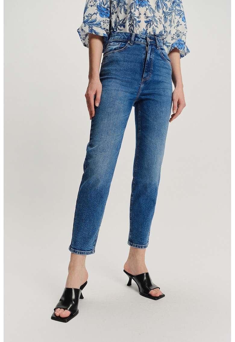 Blugi crop slim-fit din amestec de modal - Albastru melange