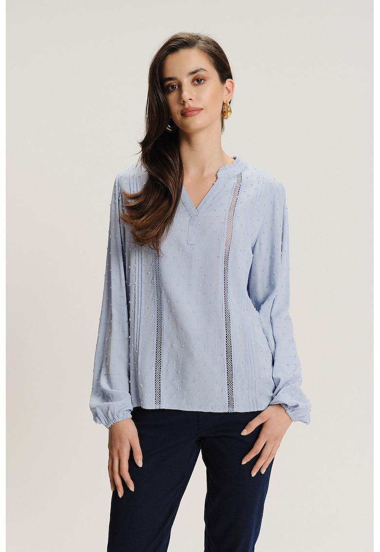 Bluza-tuica cu insertii crosetate - Albastru deschis