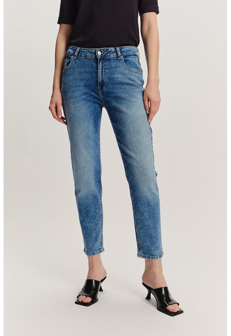 Blugi slim-fit din amestec de modal cu talie medie - Albastru melange