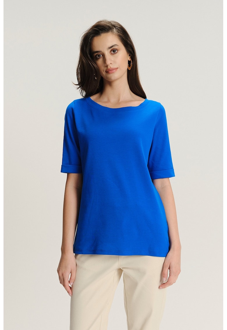 Tricou uni cu decolteu rotund - Albastru royal