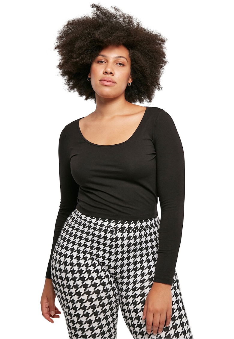 Bluza crop cu decolteu rotund - Negru