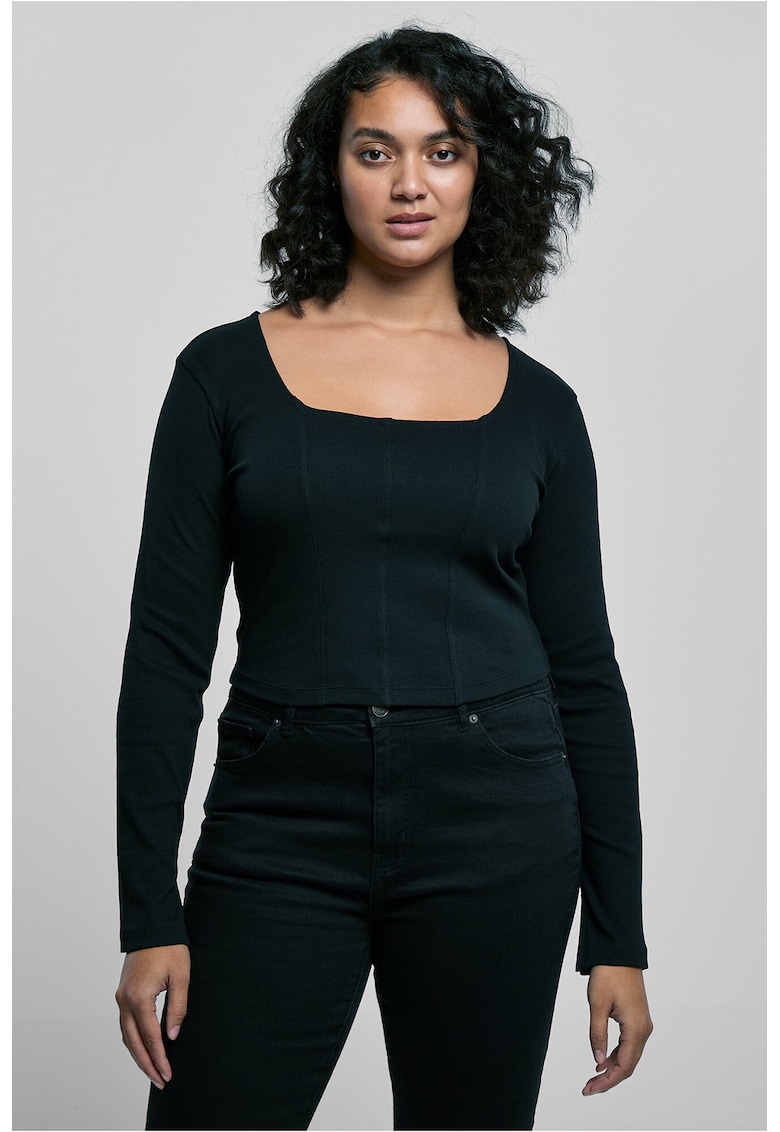 Bluza cu decolteu patrat - Negru