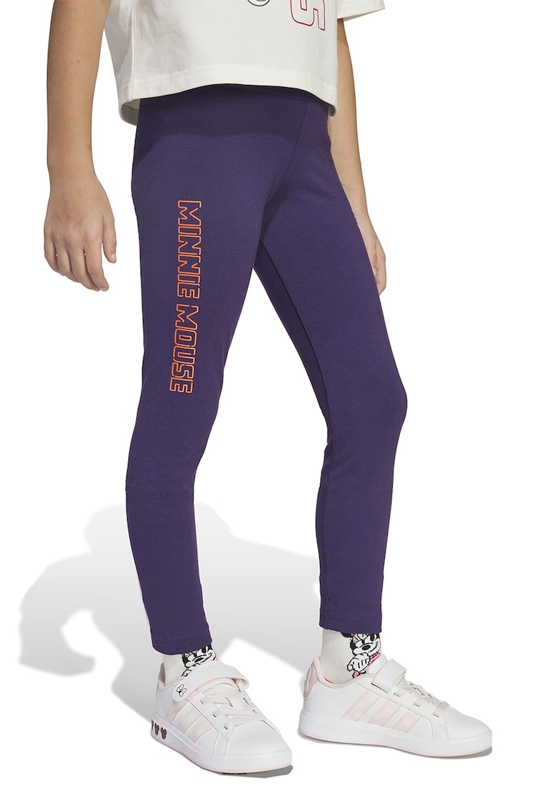 Colanti din amestec de bumbac cu imprimeu text - Violet/Portocaliu mandarina
