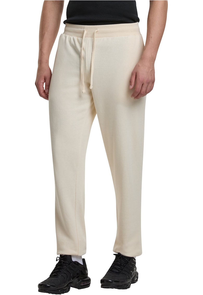 Pantaloni sport din amestec de bumbac cu snur - Maro nisip