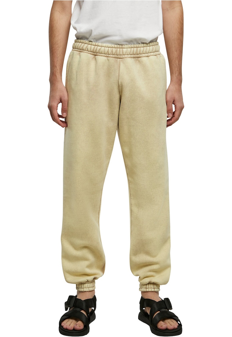 Pantaloni sport cu mansete si talie elastica - Bej