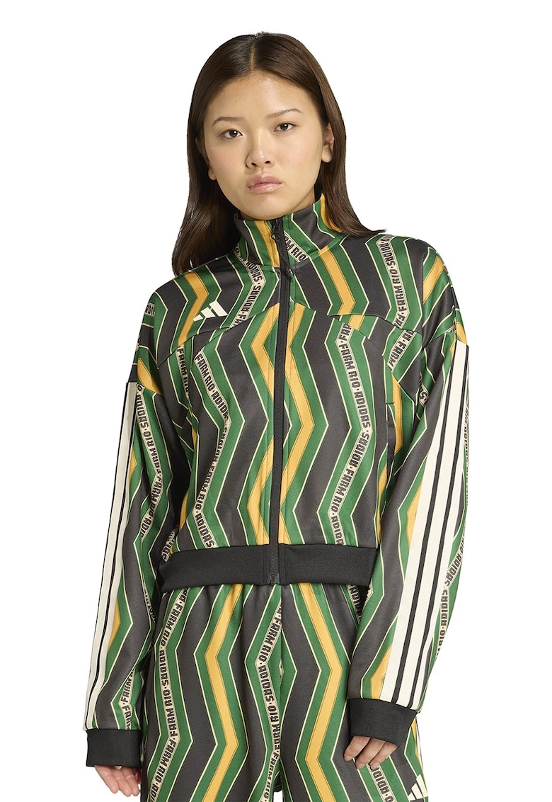 Bluza de trening cu imprimeu si maneci cazute - Negru/Galben sofran/Verde aquamarin