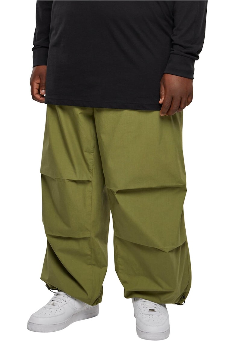 Pantaloni relaxed fit cu snururi de ajustare la glezne - Verde