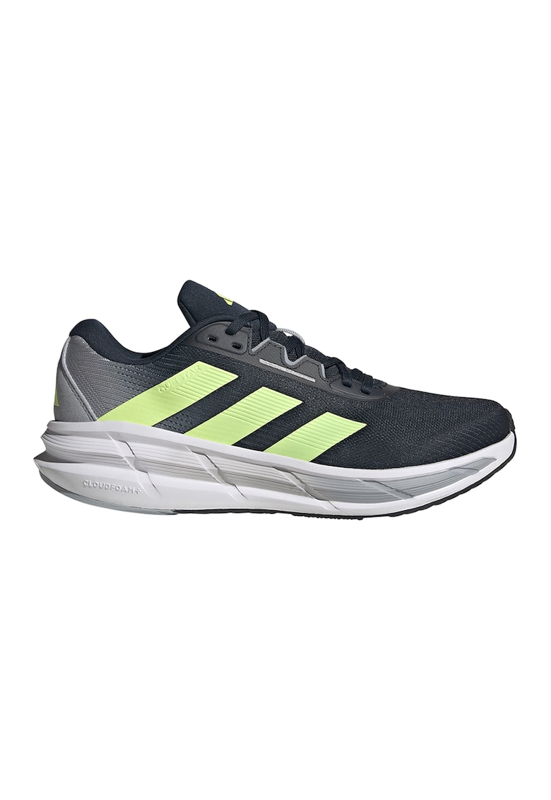 Pantofi Questar 3 cu aspect tricotat pentru alergare - Negru/Verde lime/Gri inchis