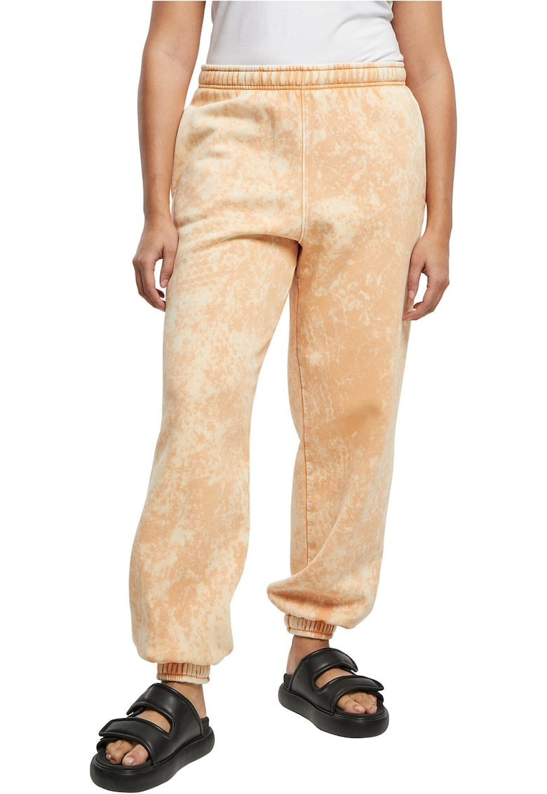 Pantaloni sport cu model si talie elastica - Portocaliu pal